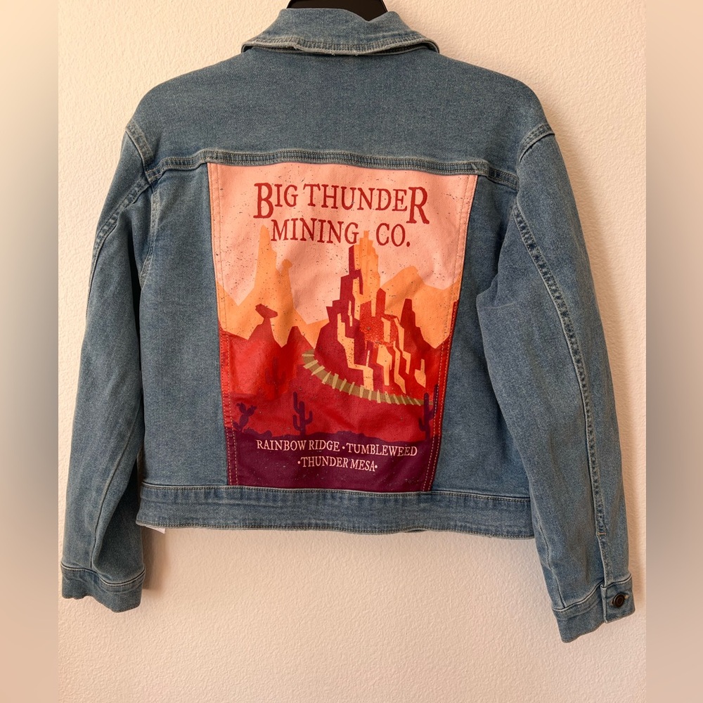 Disney Kids Embroidered Jean Denim Jacket Big Thunder Mining Co Dynamite Goat L